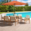 Alaterre Furniture 8 Piece Set, Okemo Table with 6 Chairs, 10-Foot Auto Tilt Umbrella Terre Cotta ANOK01RD10S6